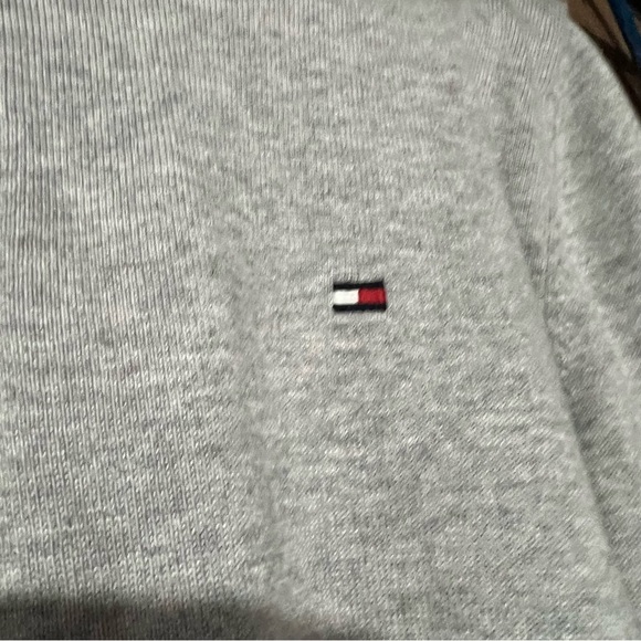 Tommy Hilfiger Quarter Zip Sweater Gray Size Large Academia Preppy 1/4 Zip - Picture 3 of 5